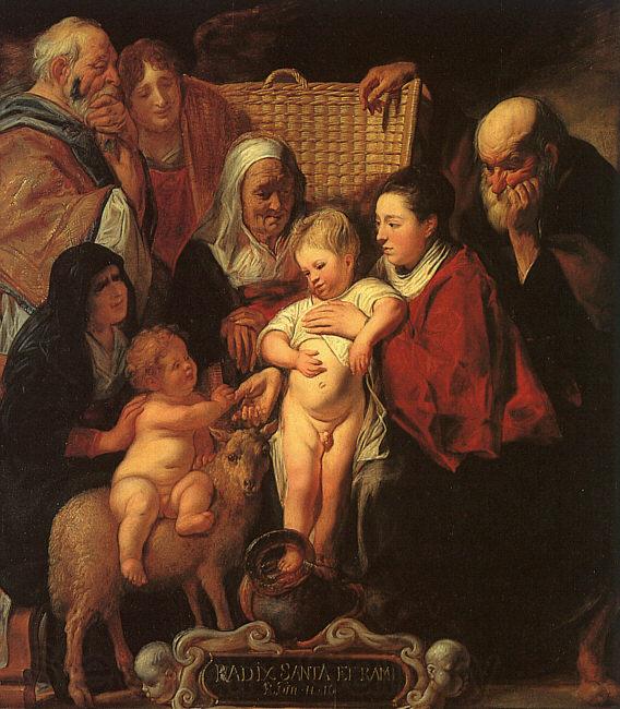 Jacob Jordaens The Holy Family with St.Anne, the Young Baptist and his Parents Spain oil painting art